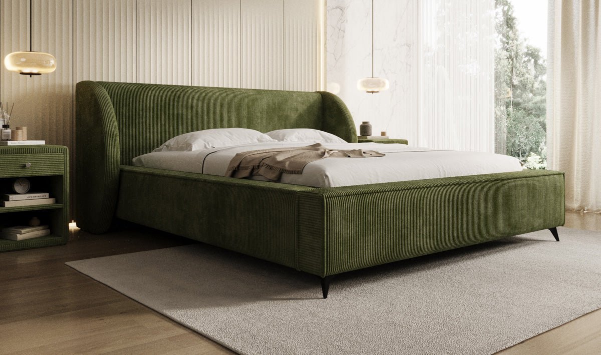 Luxusbetten24 Freya Cord Designer Polsterbett mit Stauraum Luxuriös