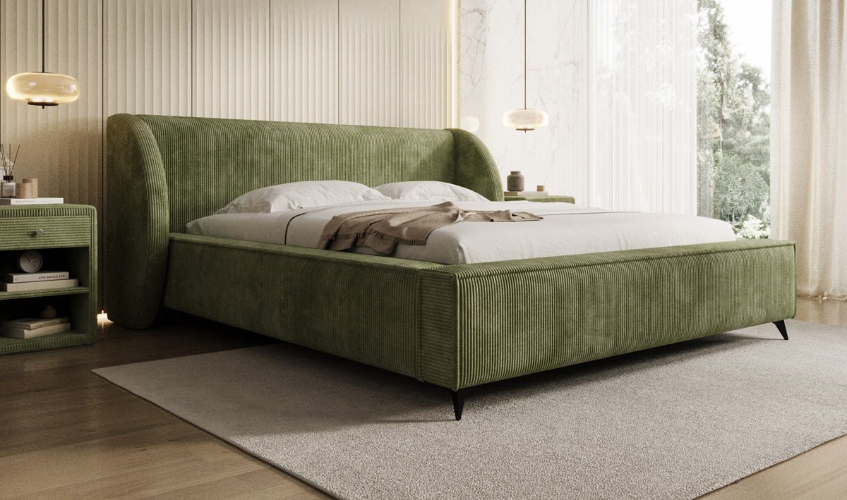 Luxusbetten24 Freya Cord Designer Polsterbett mit Stauraum Luxuriös