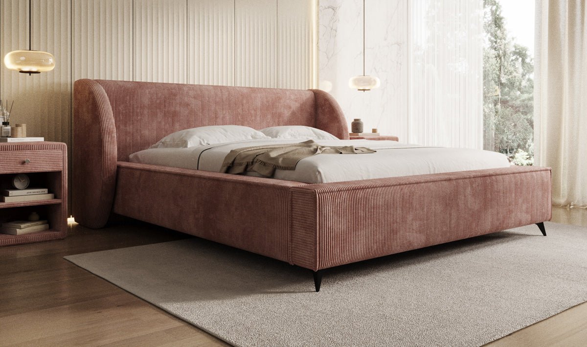 Luxusbetten24 Freya Cord Designer Polsterbett mit Stauraum Luxuriös