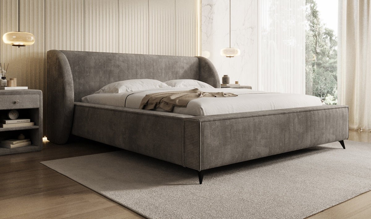 Luxusbetten24 Freya Cord Designer Polsterbett mit Stauraum Luxuriös