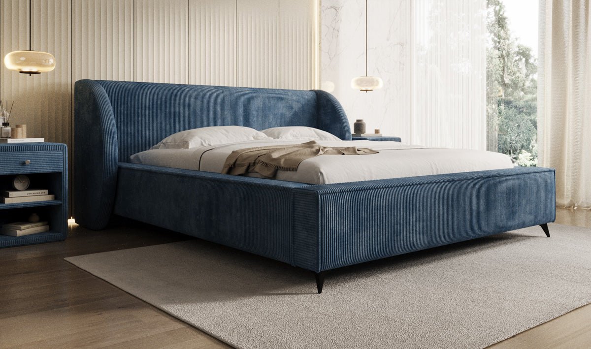 Luxusbetten24 Freya Cord Designer Polsterbett mit Stauraum Luxuriös