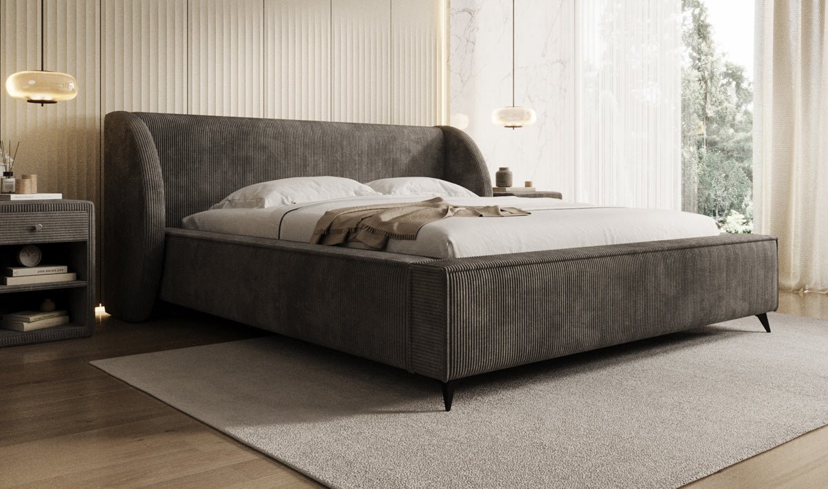 Luxusbetten24 Freya Cord Designer Polsterbett mit Stauraum Luxuriös