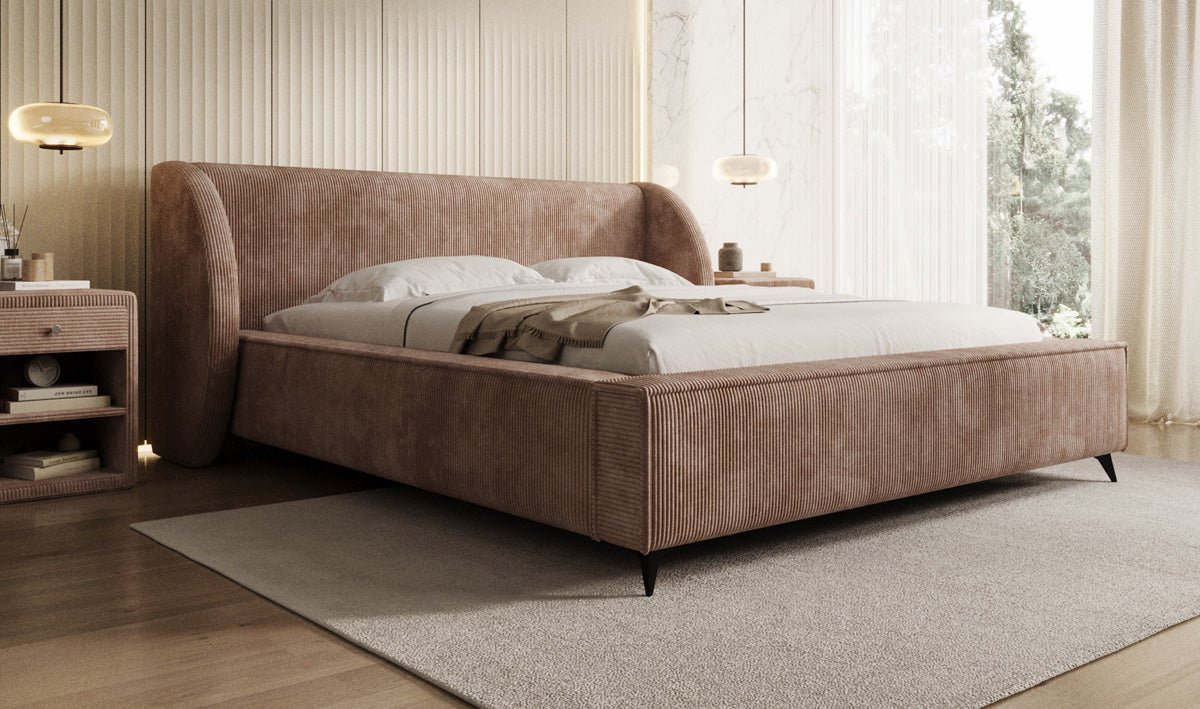 Luxusbetten24 Freya Cord Designer Polsterbett mit Stauraum Luxuriös