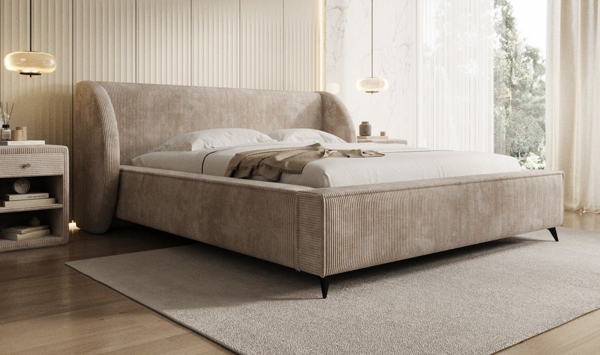 Luxusbetten24 Freya Cord Designer Polsterbett mit Stauraum Luxuriös