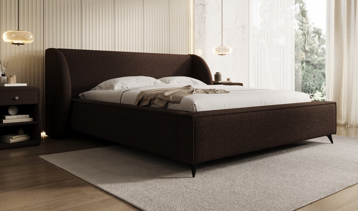 Luxusbetten24 Designer Freya Polsterbett Teddy Bouclé 140x200 Weiß