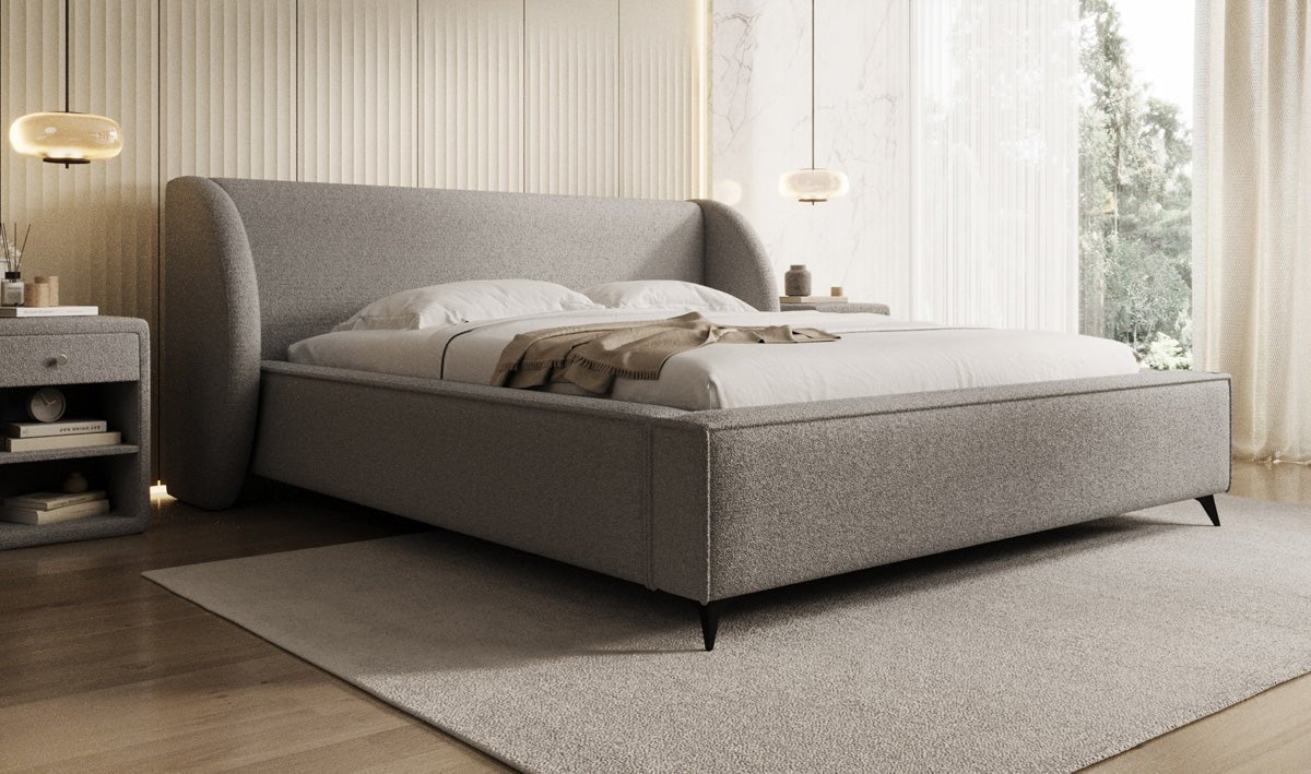 Luxusbetten24 Designer Freya Polsterbett Teddy Bouclé 140x200 Weiß