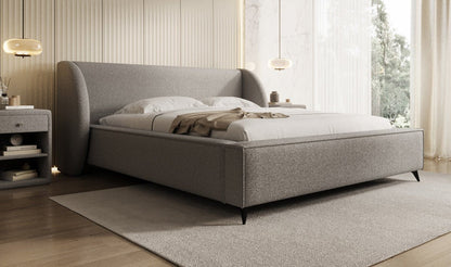 Luxusbetten24 Designer Freya Polsterbett Teddy Bouclé 140x200 Weiß