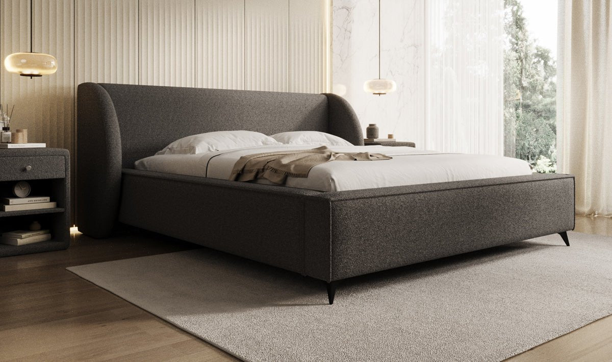 Luxusbetten24 Designer Freya Polsterbett Teddy Bouclé 140x200 Weiß