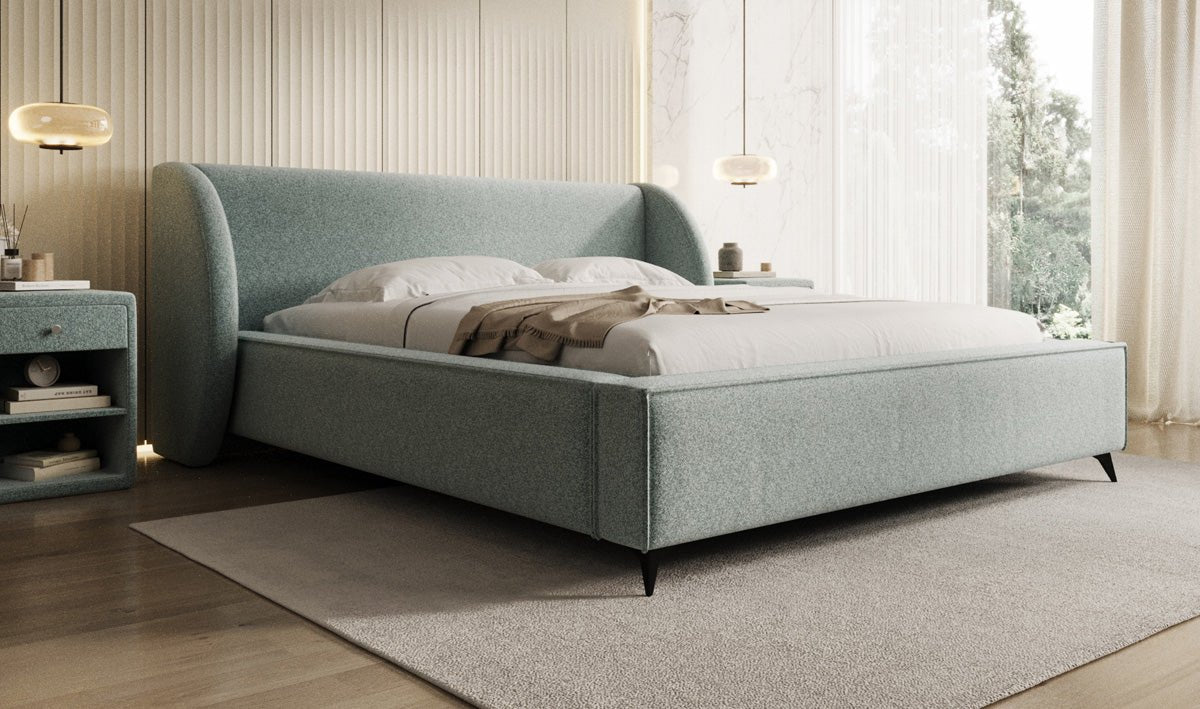 Luxusbetten24 Designer Polsterbett Freya Strukturstoff mit Stauraum Komfort