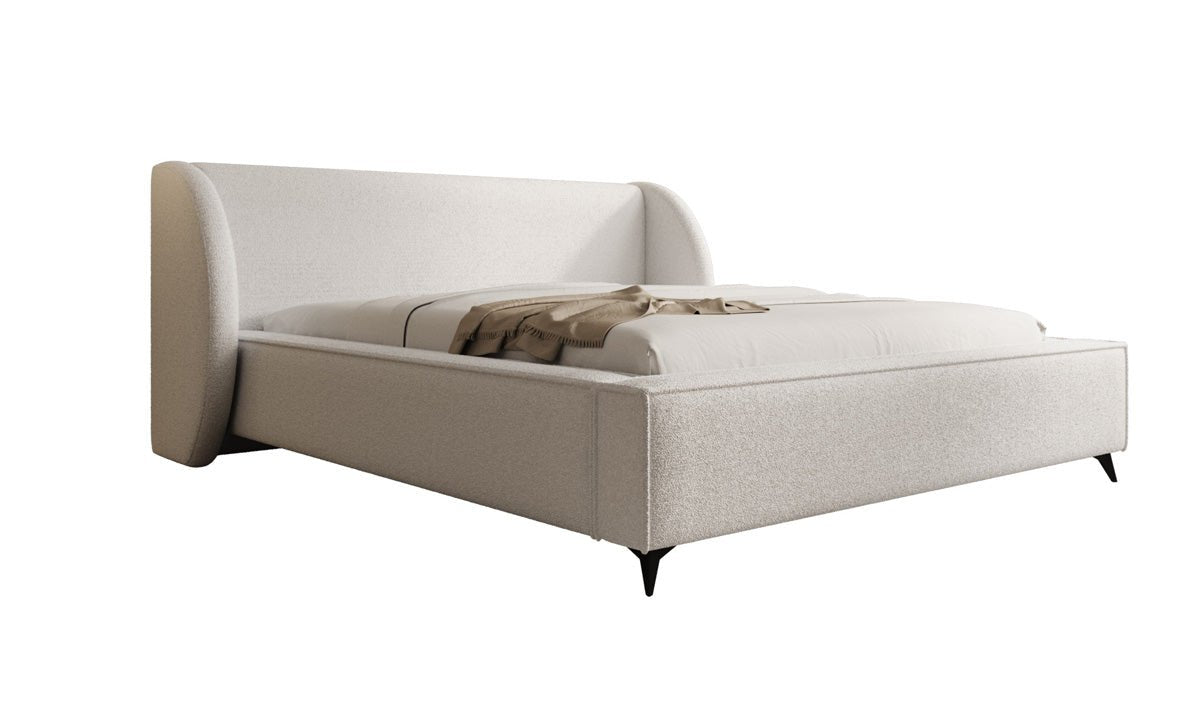 Luxusbetten24 Designer Freya Polsterbett Teddy Bouclé 140x200 Weiß