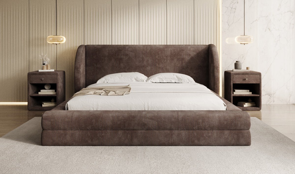 Designer Polsterbett Liv Cord mit Stauraum