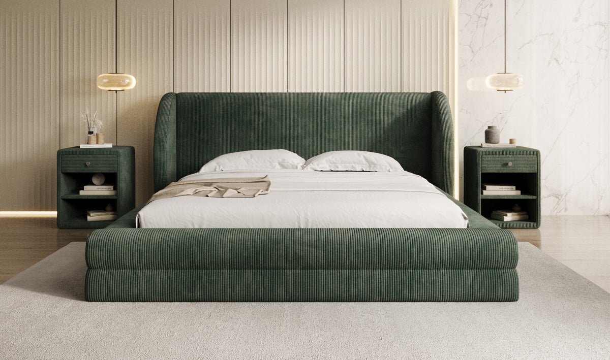 Designer Polsterbett Liv Cord mit Stauraum