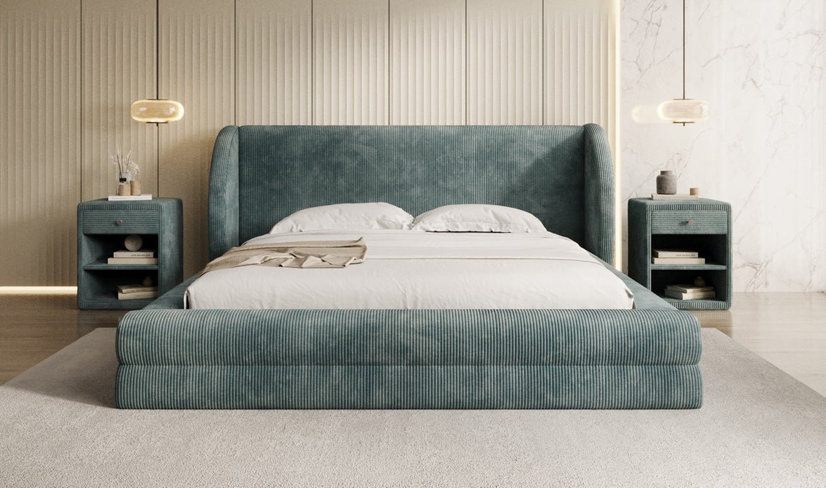 Designer Polsterbett Liv Cord mit Stauraum