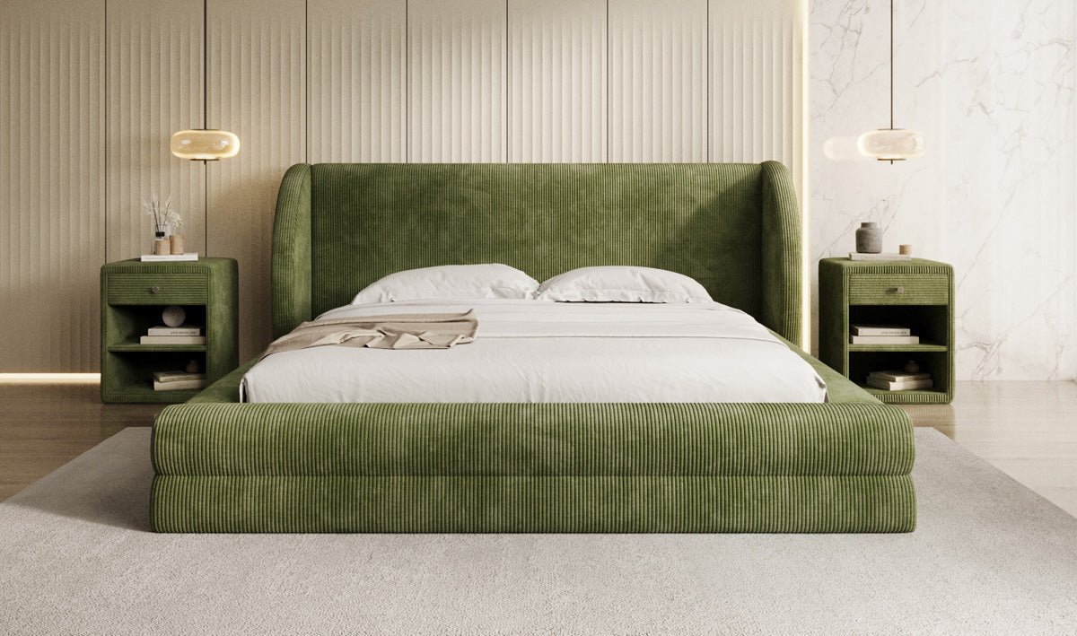Designer Polsterbett Liv Cord mit Stauraum