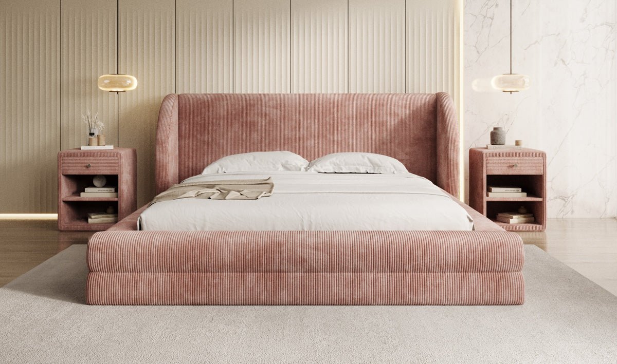 Designer Polsterbett Liv Cord mit Stauraum