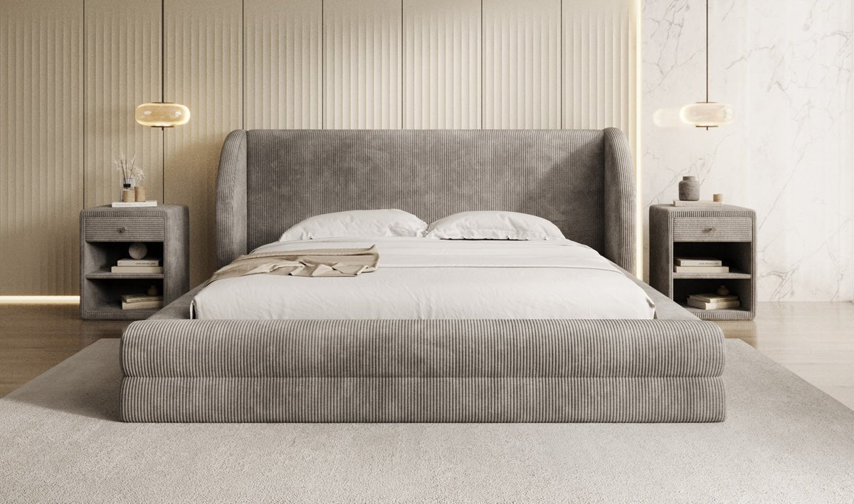 Designer Polsterbett Liv Cord mit Stauraum
