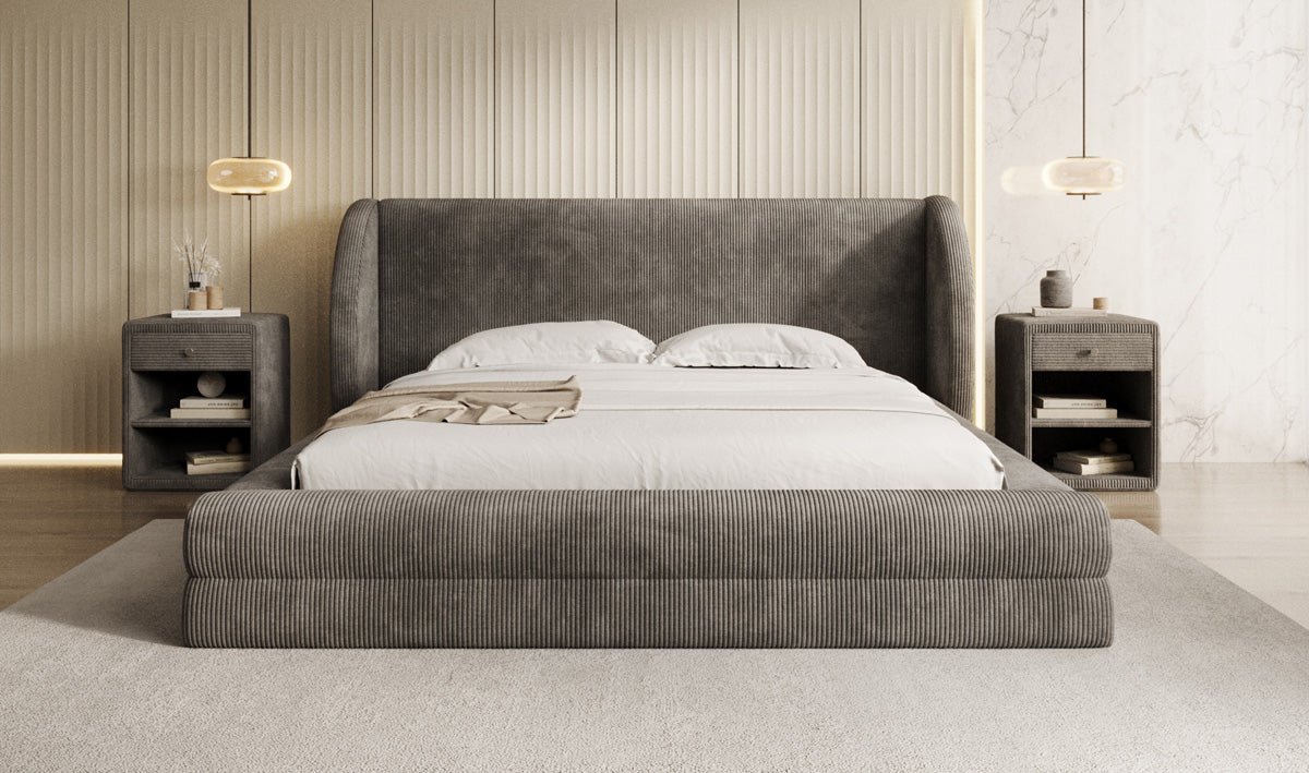Designer Polsterbett Liv Cord mit Stauraum