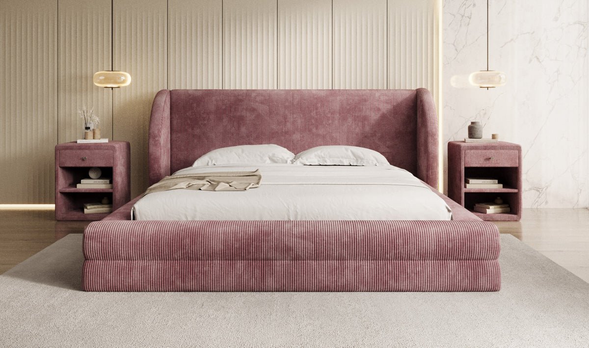Designer Polsterbett Liv Cord mit Stauraum
