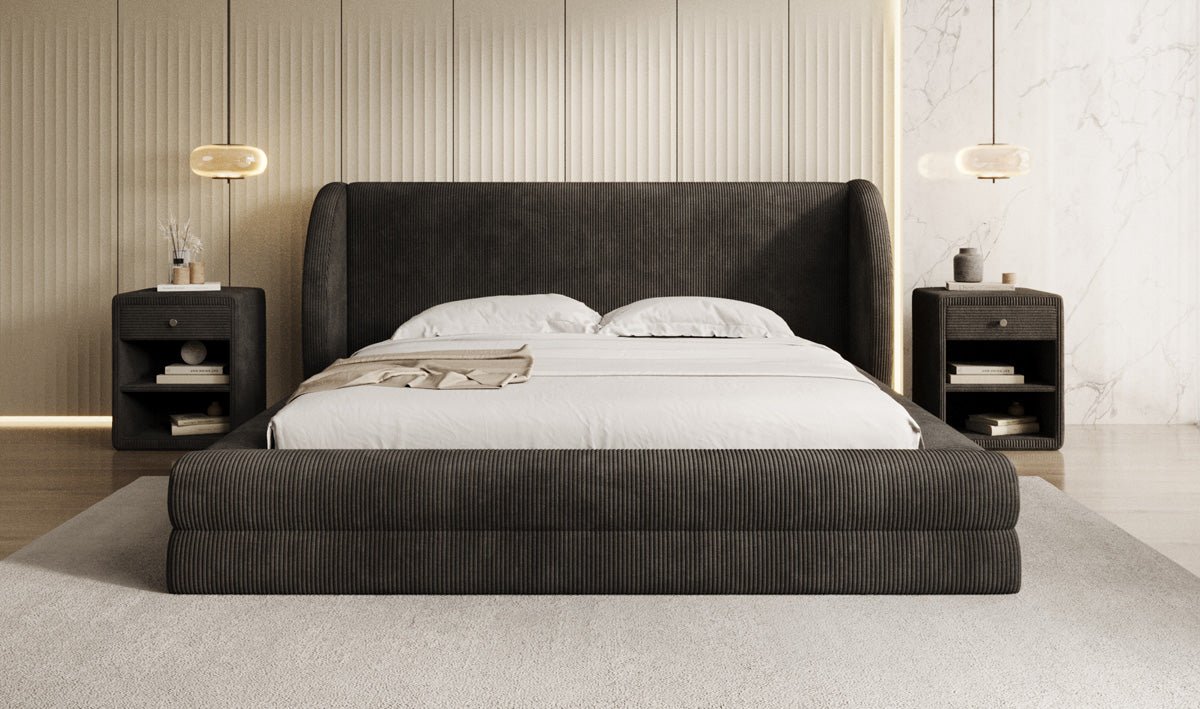 Designer Polsterbett Liv Cord mit Stauraum