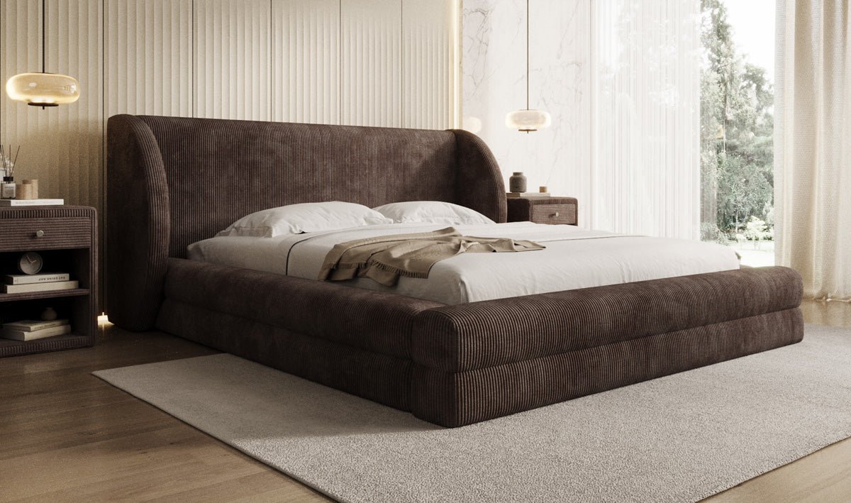 Designer Polsterbett Liv Cord mit Stauraum