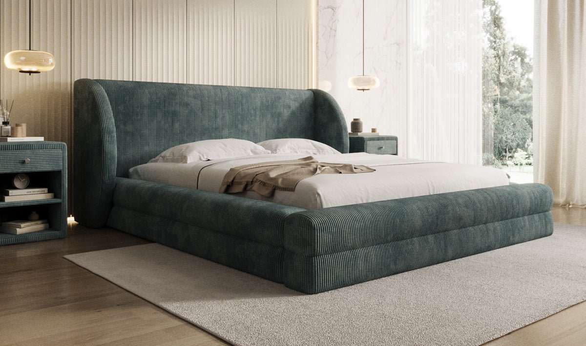 Designer Polsterbett Liv Cord mit Stauraum