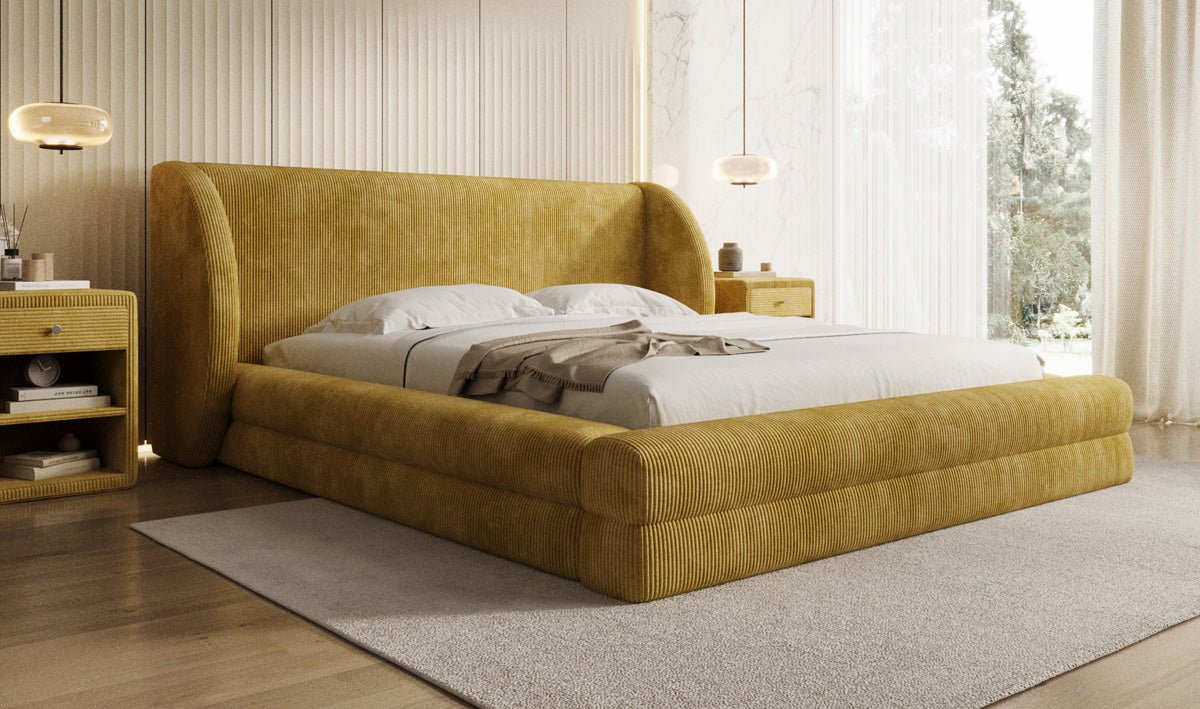 Designer Polsterbett Liv Cord mit Stauraum
