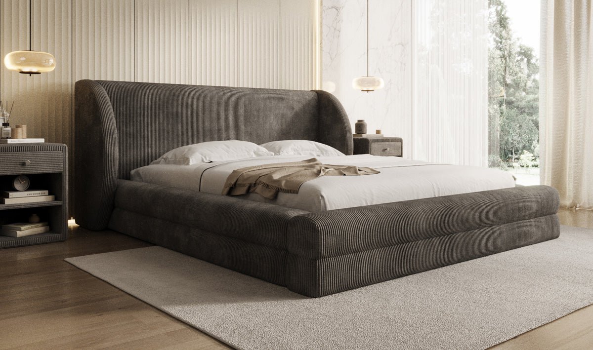 Designer Polsterbett Liv Cord mit Stauraum