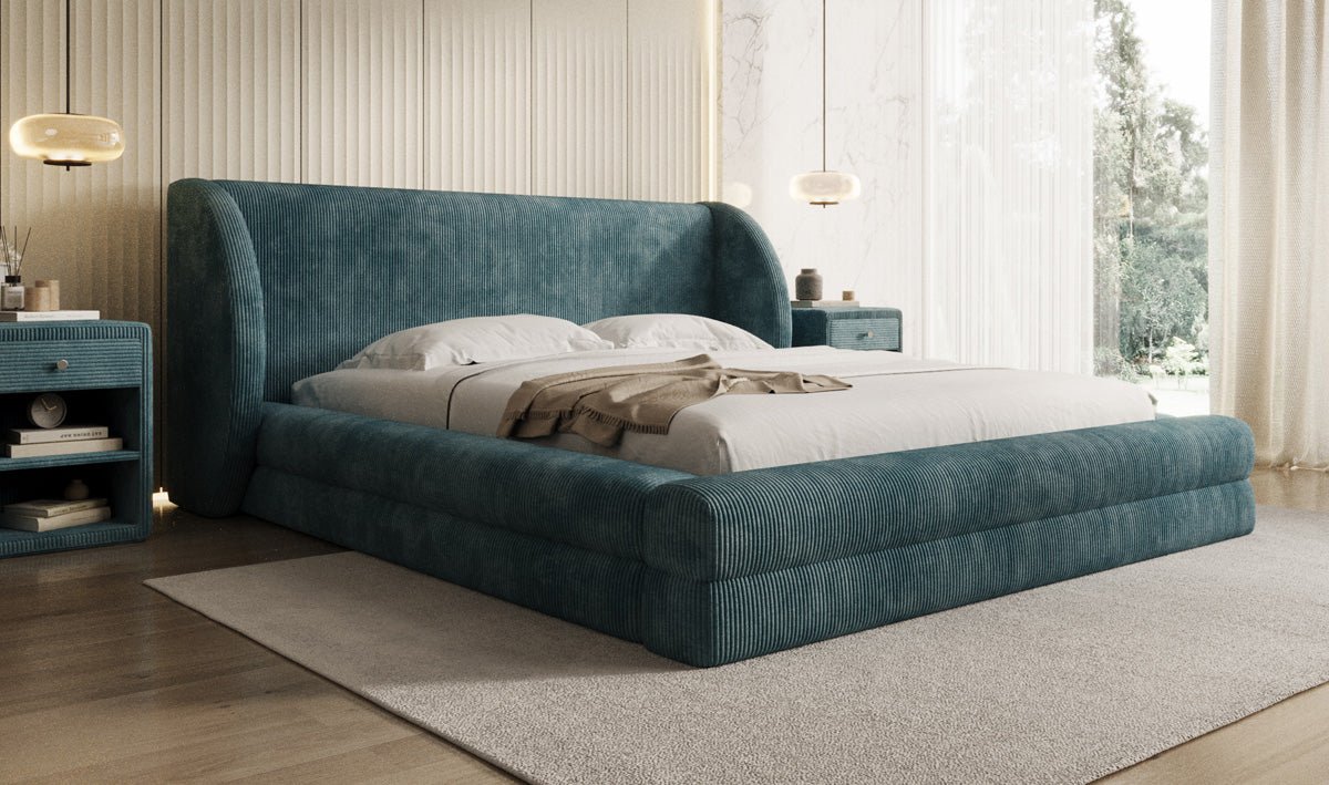 Designer Polsterbett Liv Cord mit Stauraum