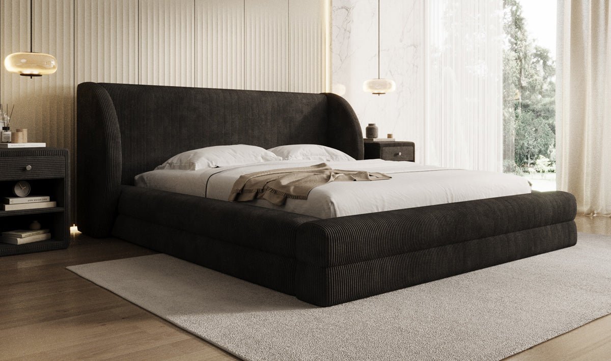 Designer Polsterbett Liv Cord mit Stauraum