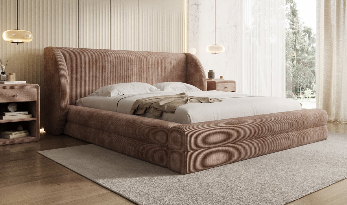 Designer Polsterbett Liv Cord mit Stauraum