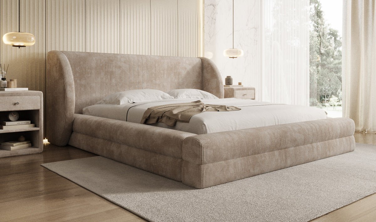 Designer Polsterbett Liv Cord mit Stauraum