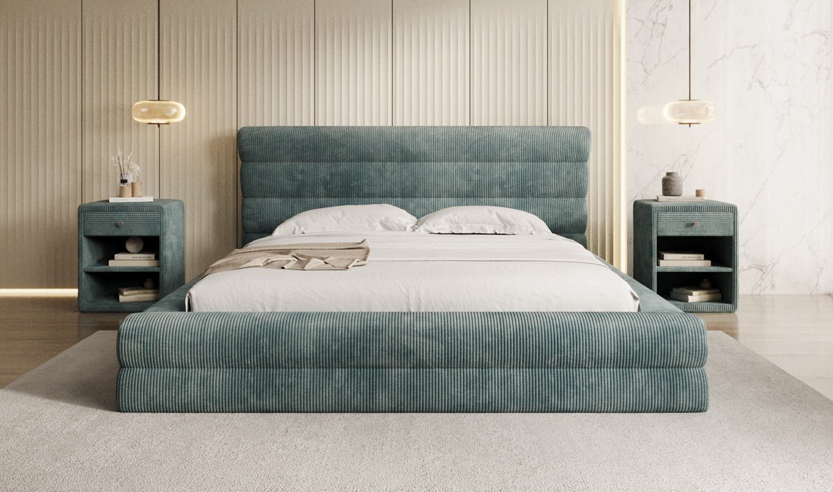 Designer Polsterbett Maren Cord mit Stauraum