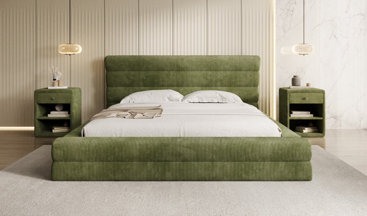 Designer Polsterbett Maren Cord mit Stauraum