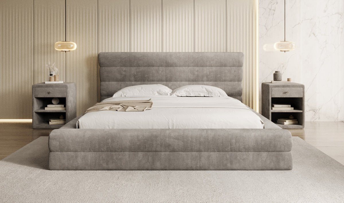 Designer Polsterbett Maren Cord mit Stauraum