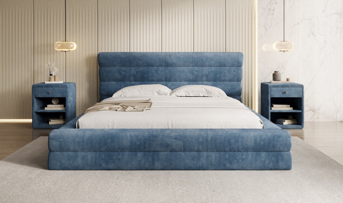 Designer Polsterbett Maren Cord mit Stauraum