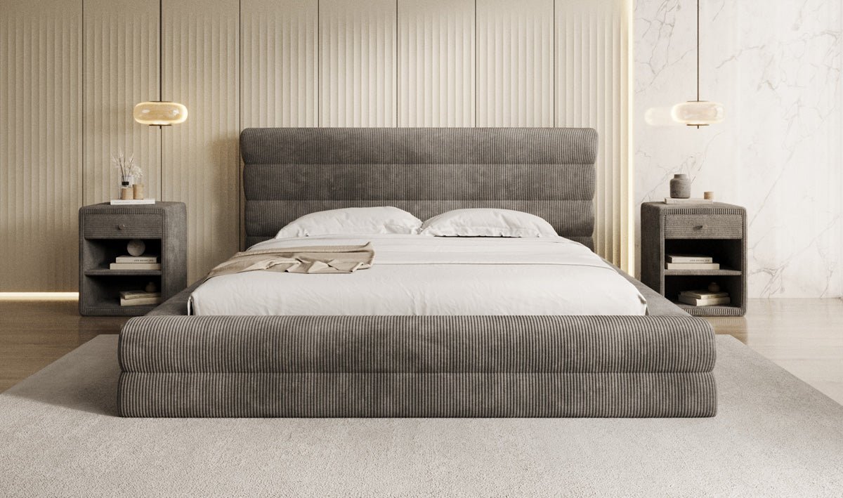 Designer Polsterbett Maren Cord mit Stauraum
