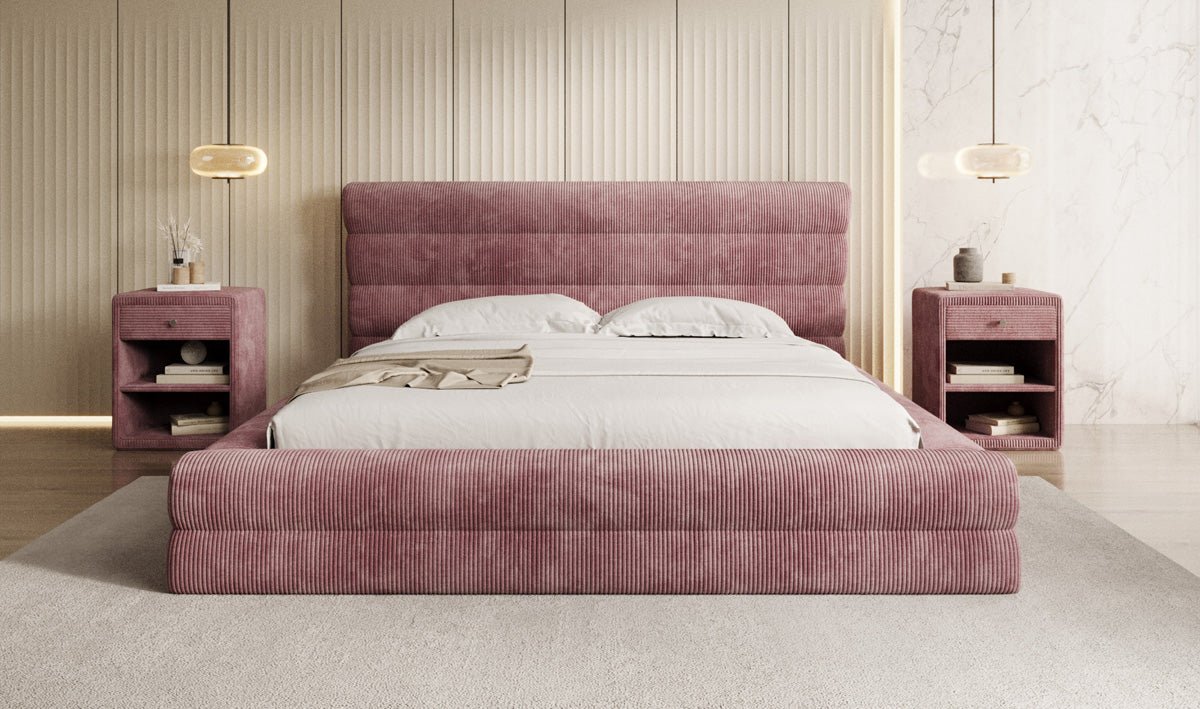 Designer Polsterbett Maren Cord mit Stauraum