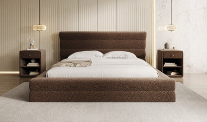 Designer Polsterbett Maren in Strukturstoff mit Stauraum