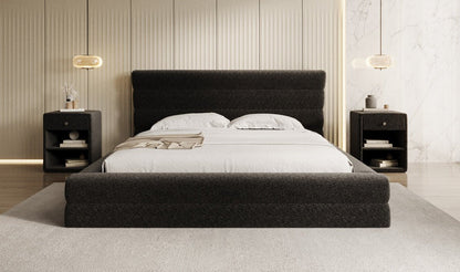 Designer Polsterbett Maren in Strukturstoff mit Stauraum