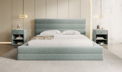 Designer Polsterbett Maren in Strukturstoff mit Stauraum