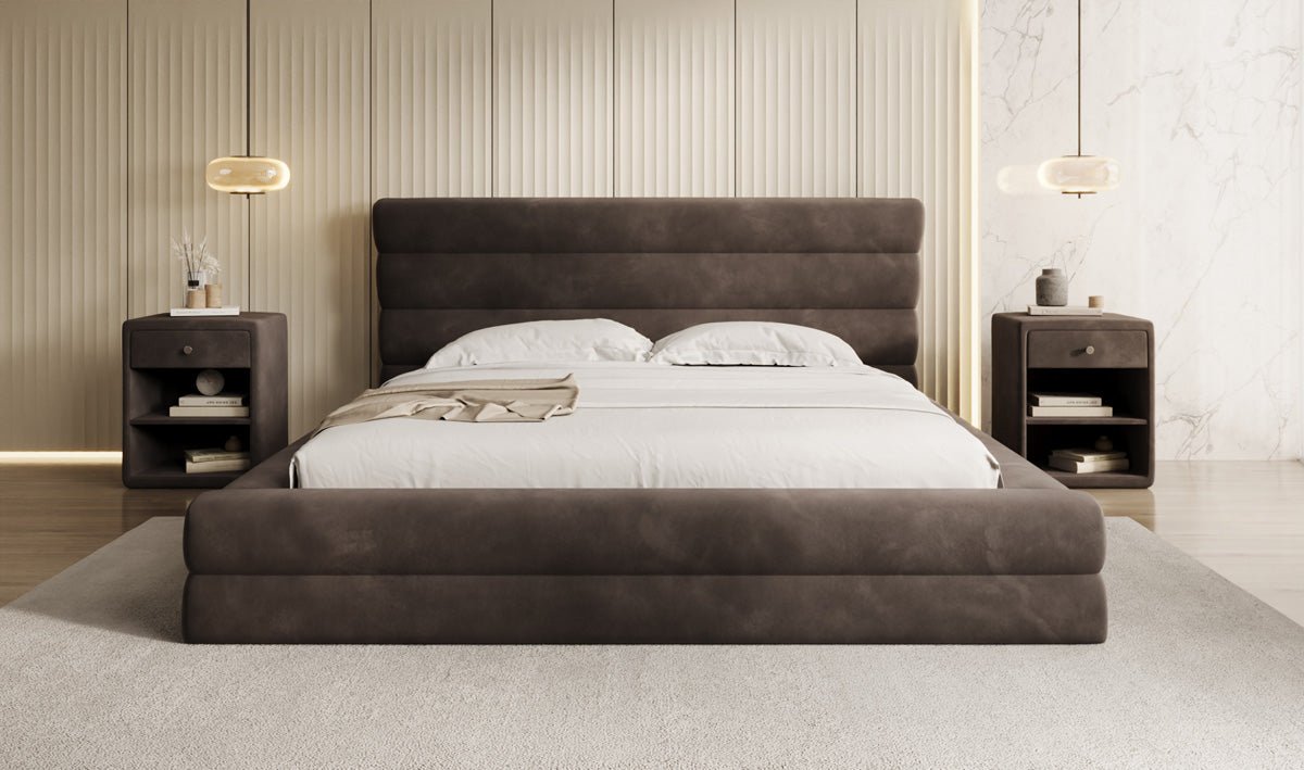 Luxusbetten24 Maren Designer Polsterbett Samt mit Stauraum für Schlafzimmer