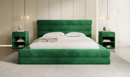 Luxusbetten24 Maren Designer Polsterbett Samt mit Stauraum für Schlafzimmer