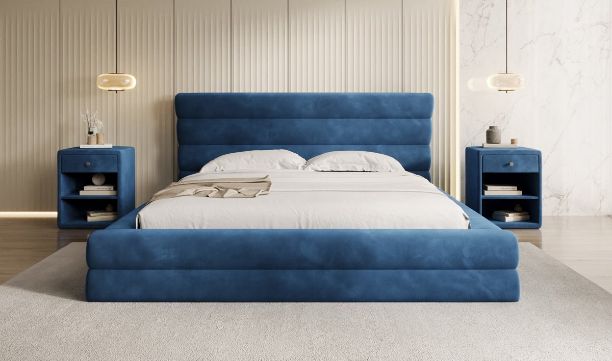 Luxusbetten24 Maren Designer Polsterbett Samt mit Stauraum für Schlafzimmer