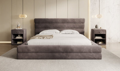 Luxusbetten24 Maren Designer Polsterbett Samt mit Stauraum für Schlafzimmer