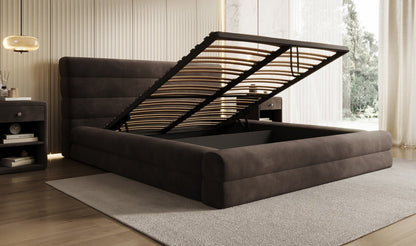 Luxusbetten24 Maren Designer Polsterbett Samt mit Stauraum für Schlafzimmer