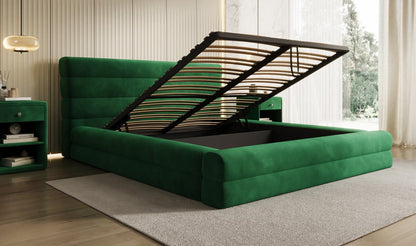 Luxusbetten24 Maren Designer Polsterbett Samt mit Stauraum für Schlafzimmer