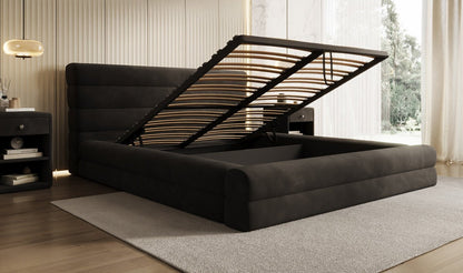 Luxusbetten24 Maren Designer Polsterbett Samt mit Stauraum für Schlafzimmer