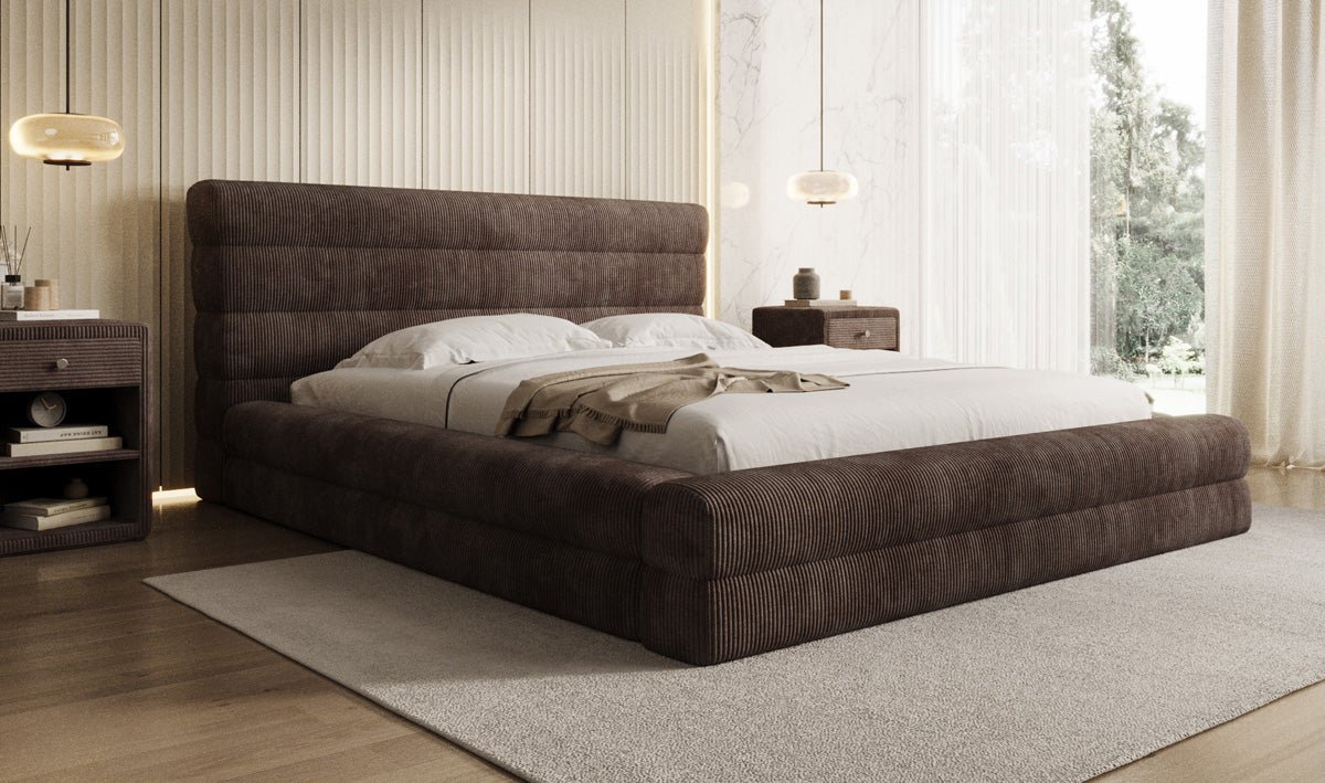 Designer Polsterbett Maren Cord mit Stauraum
