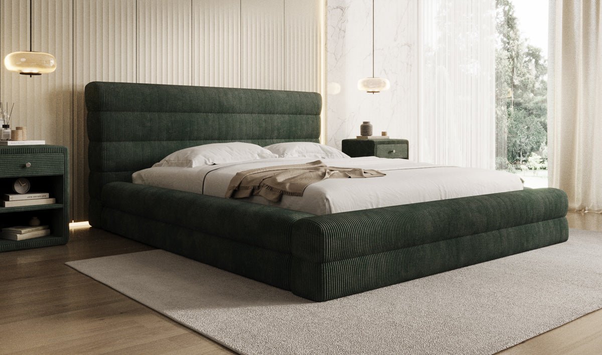 Designer Polsterbett Maren Cord mit Stauraum
