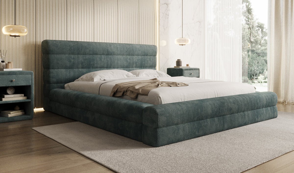 Designer Polsterbett Maren Cord mit Stauraum
